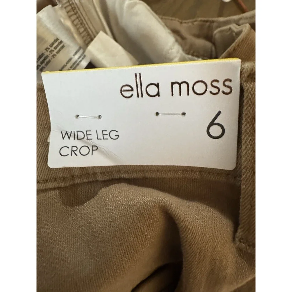 Ella Moss Womens Pants Brown Cropped Wide Leg Pockets High-Rise Belt Loops Sz 6 - Picture 11 of 16